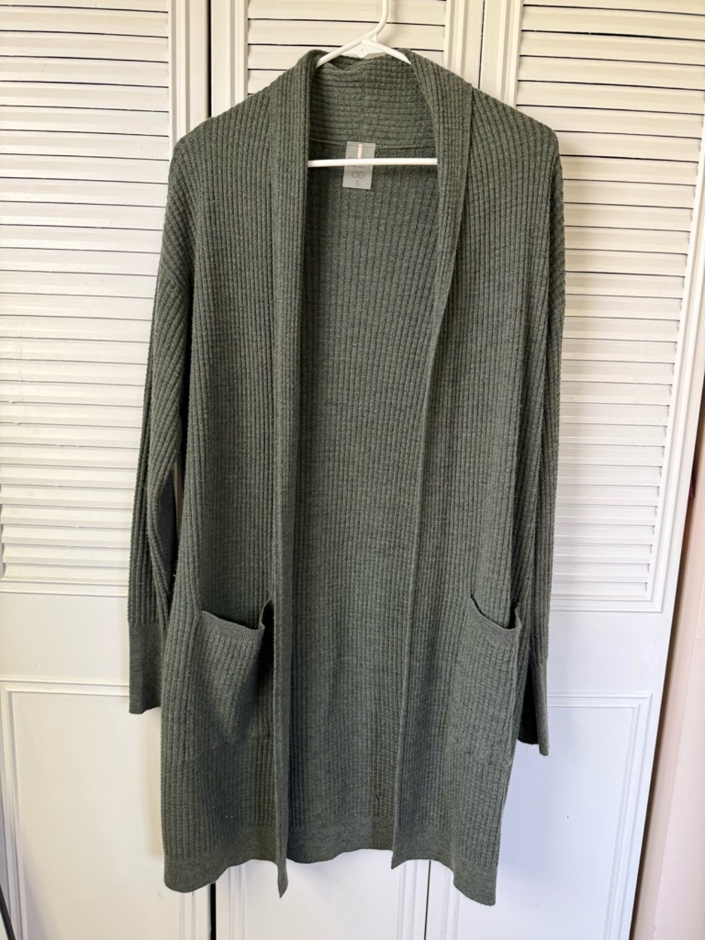 CALIA by Carrie Underwood Olive Ribbed Open-Front Cardigan
